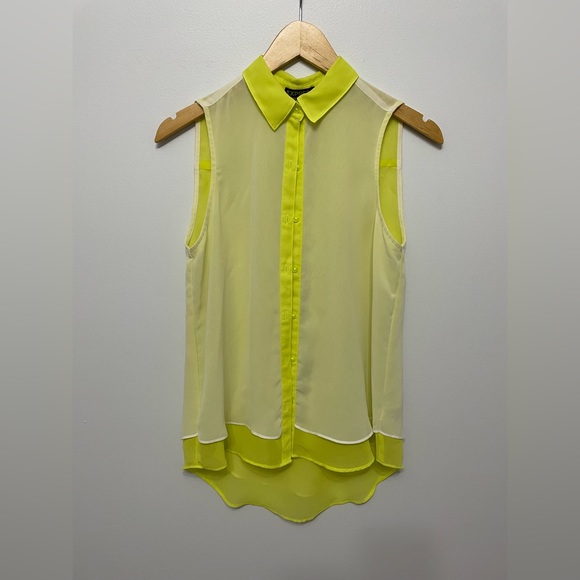 Express Tops - EXPRESS Yellow and White Sleeveless Blouse